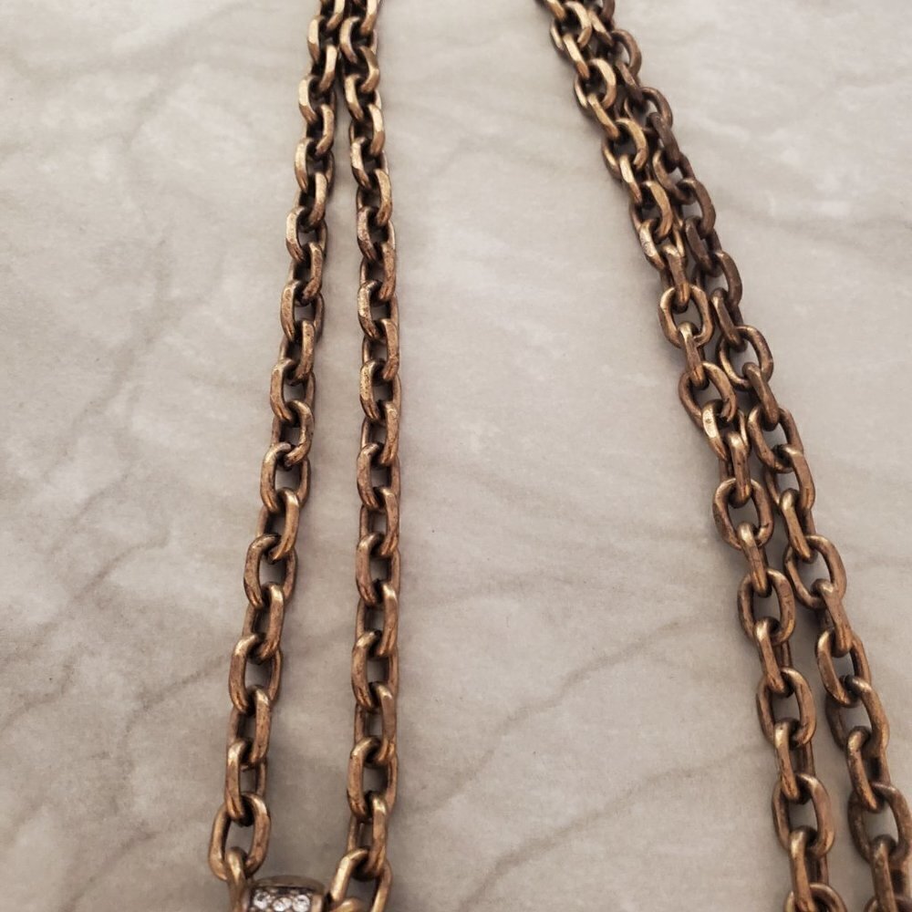✨ Ann Taylor Amber Rhinestones Crystals Pave Enamel Pendant Necklace ✨ - Picture 5 of 10